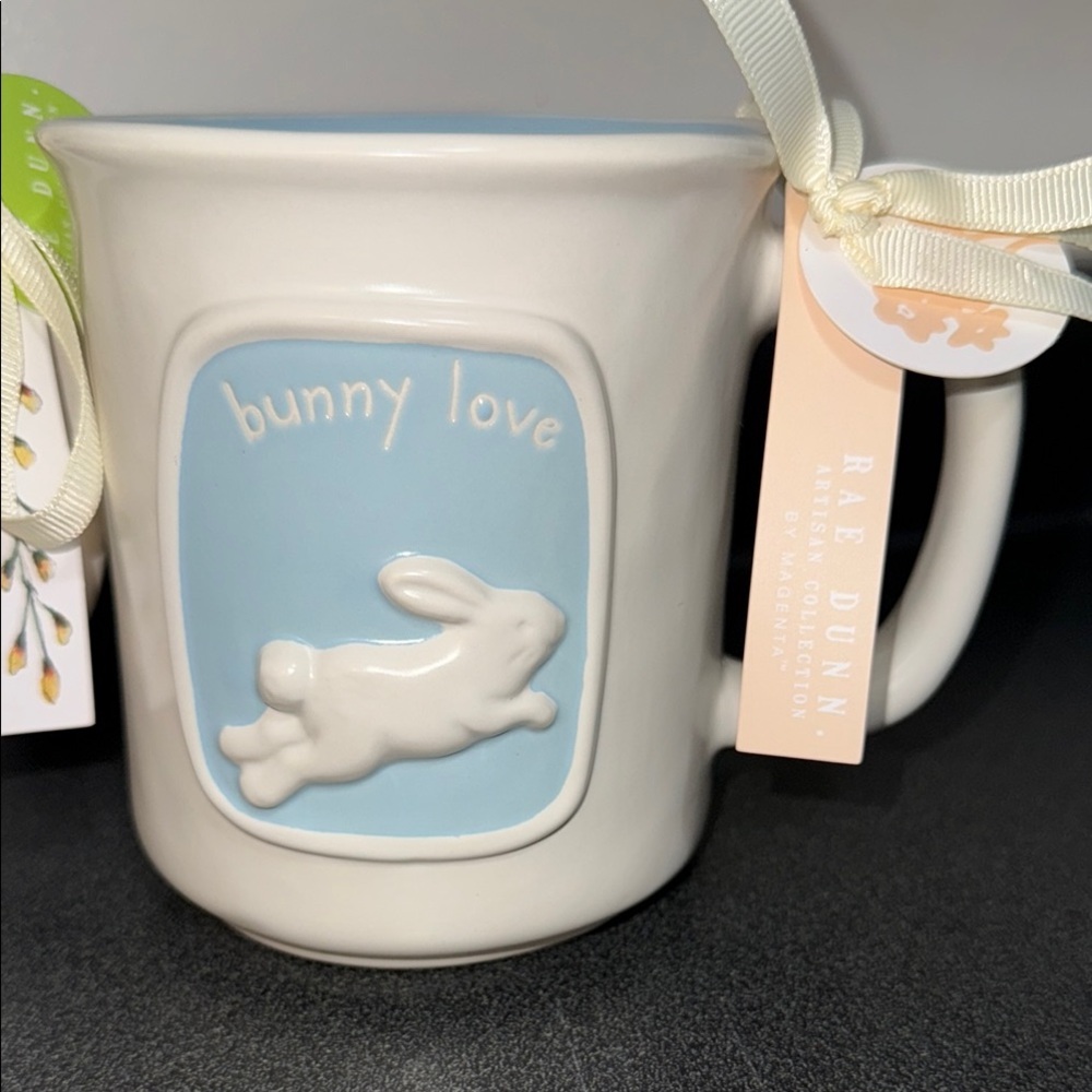Rae Dunn Cream and Blue Whimsical Mug